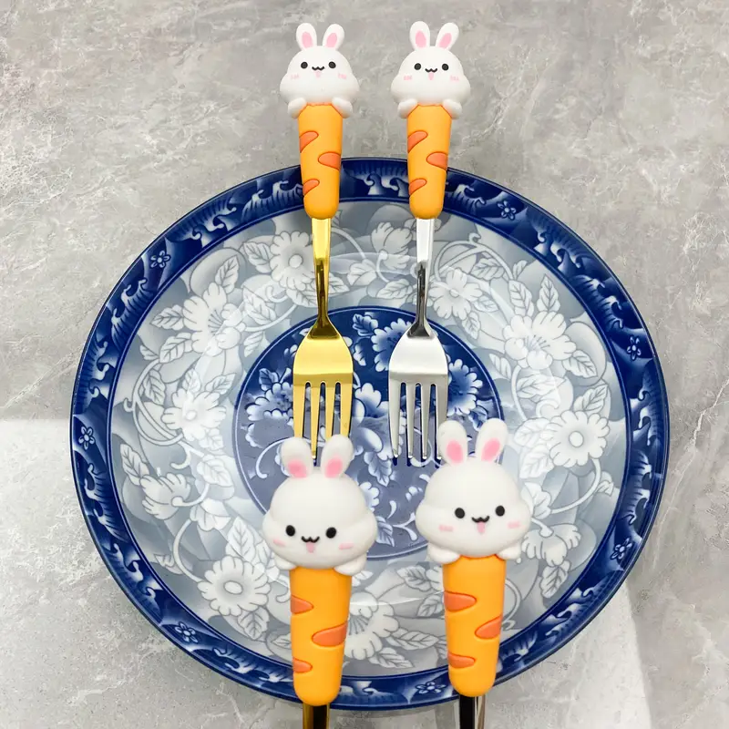 2pcs 304 stainless steel cutlery set with silicone spoons and forks suitable for parties restaurant christmas gift ramadan tableware Product details 0
