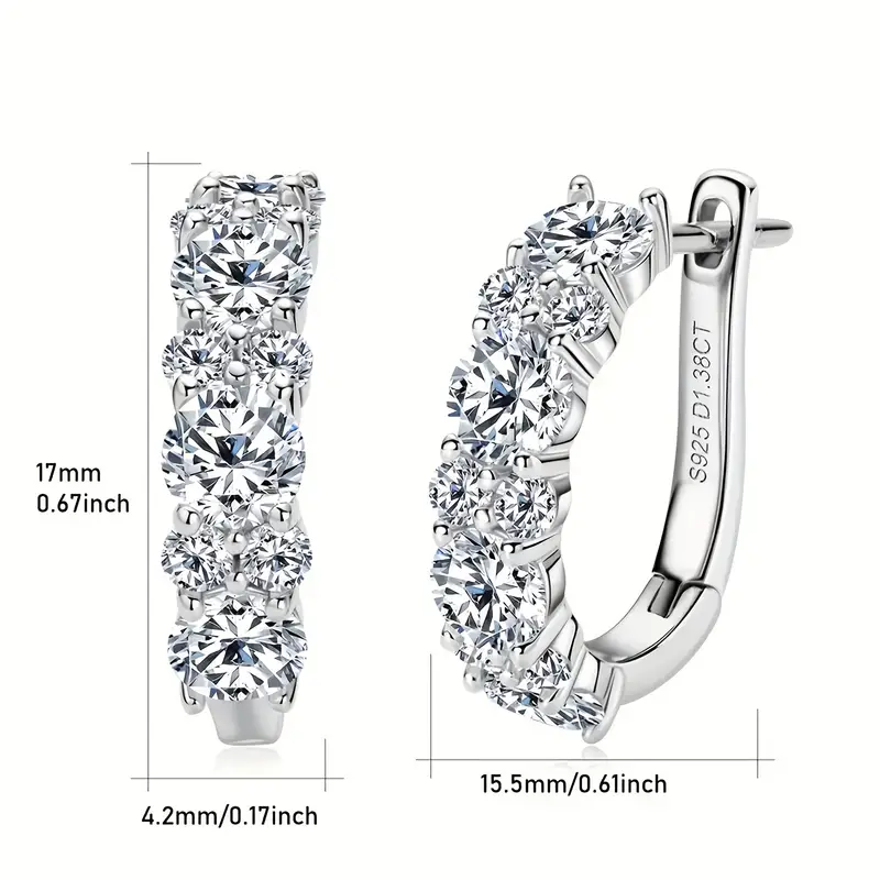 a pair of fashionable earrings for women 925 silver d shaped 1 38ct moissanite earrings elegant and exquisite a festival gift womens earrings jewelry gift earrings for women mothers day gift high quality womens jewelry gift box as a gift Product details 0