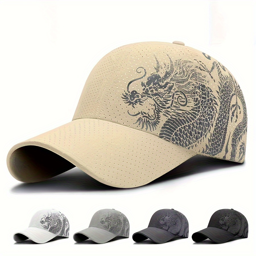 

Casual Men's Eastern Style Dragon Print Quick Dry Baseball Cap For Outdoor Mountaineering