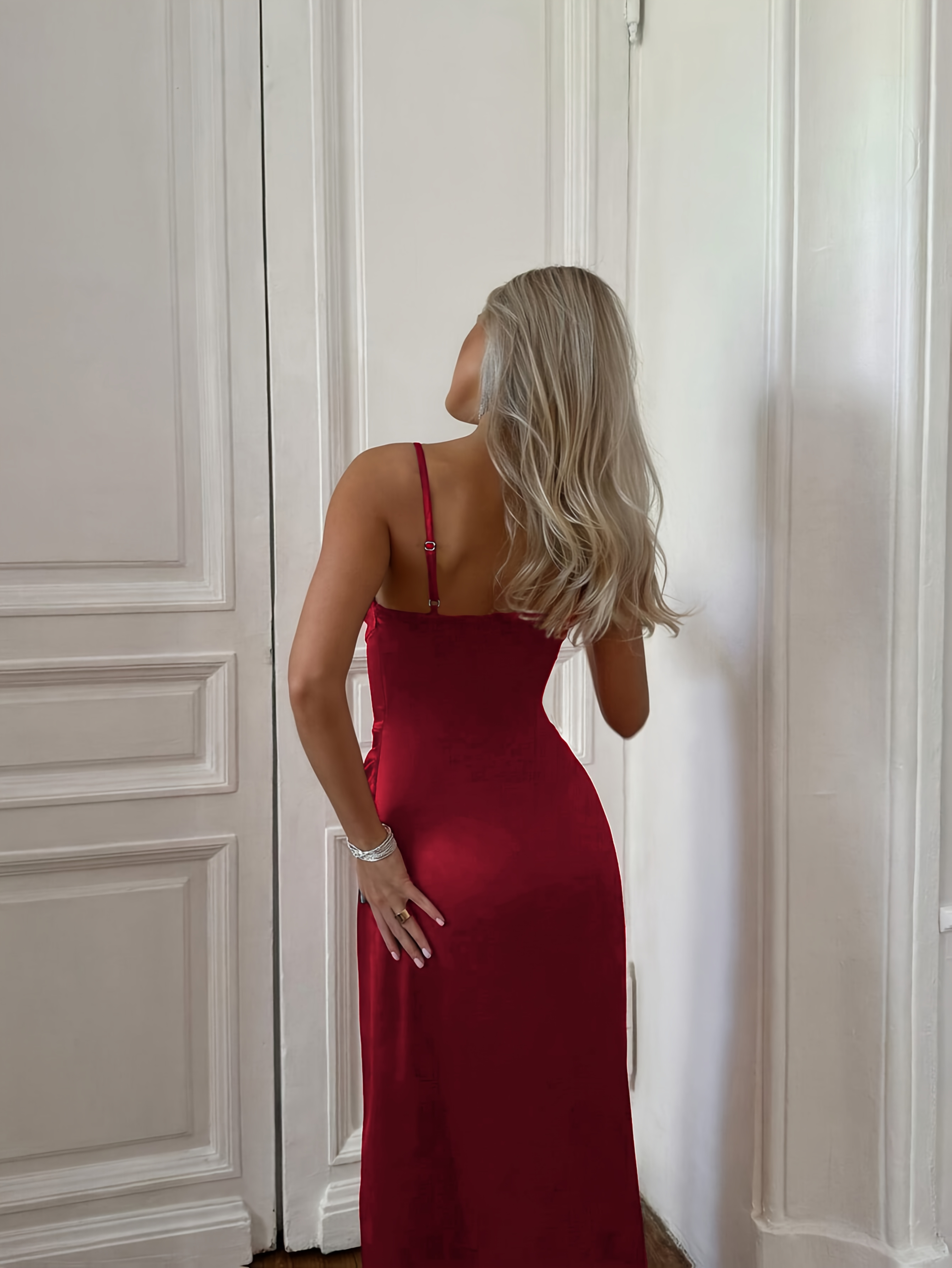 strapless open back dress Marcella | Eliana Slit Dress in Red | Women's Size XXS | Ponte main image 1