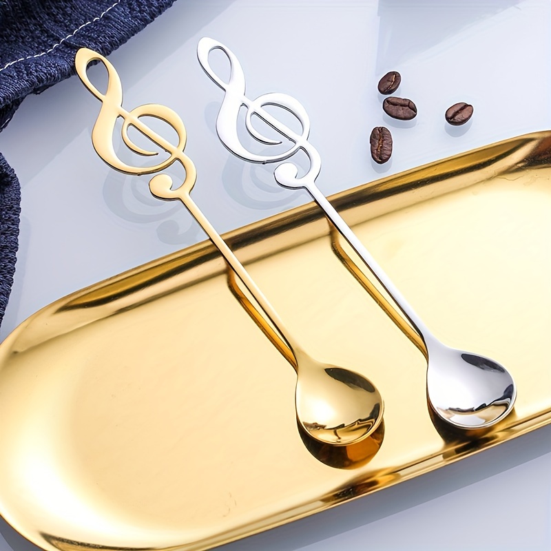 ergonomic stainless steel music note dessert spoon   non toxic easy to clean for coffee stirring more   home office cafes restaurants details 7