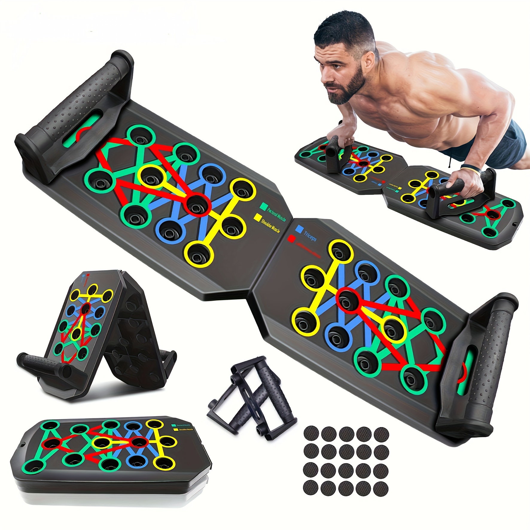 

1pc Multifunctional Folding Push-up Board, 28/30 Holes Push-up Board Without Timer, For Home And Gym Workouts, Chest Muscle Building And Core Strength Training