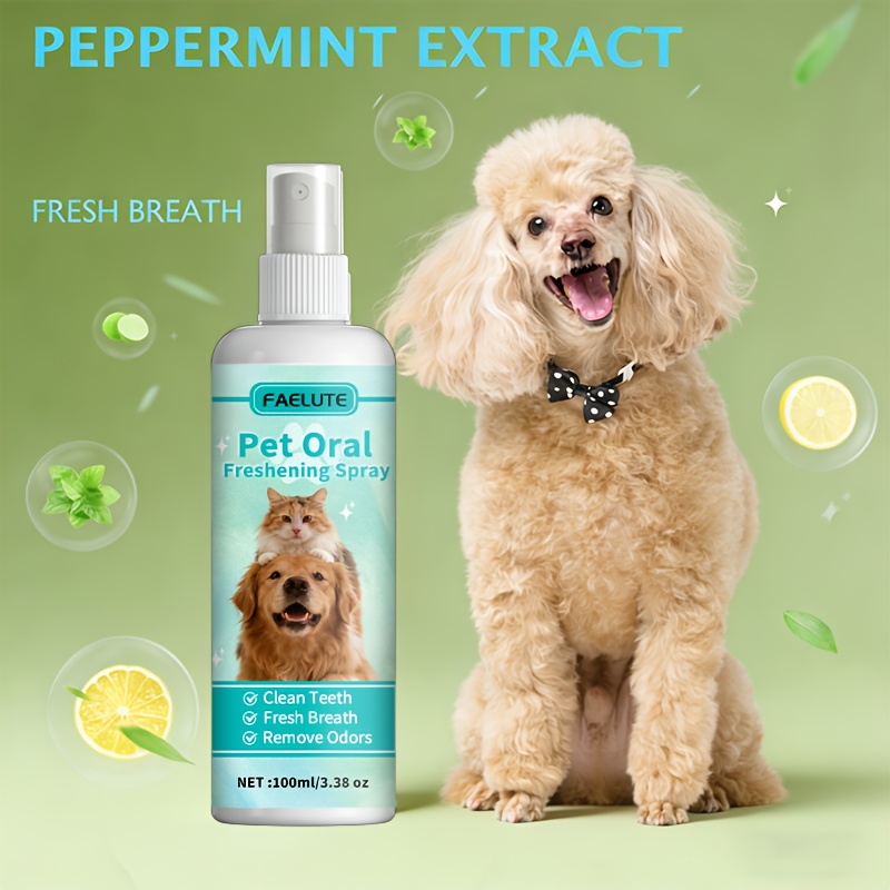 FAELUTE Pet Oral Spray Effectively Cleans Residual Food Particles from the Mouth and Freshens Breath. Suitable for Cats and Dogs. Its Gentle Formula Is Safe for Both Cats and Dogs.