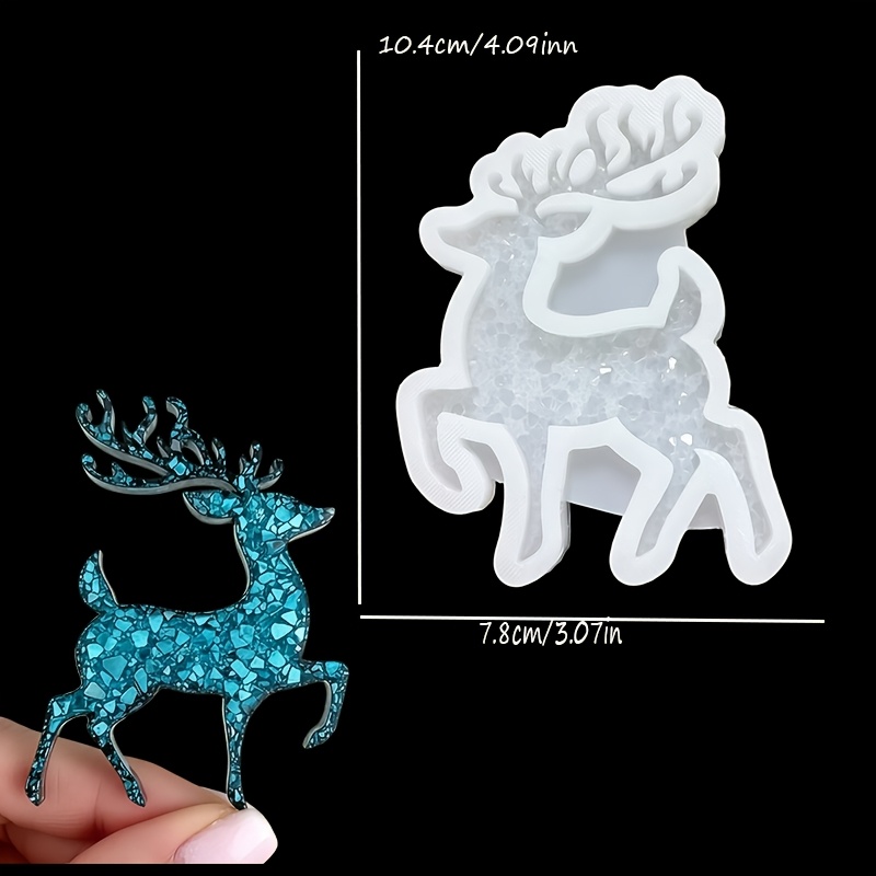 TEMU Stampo in silicone resina, stampo in silicone resina per ornamento renna con strass, la tua renna di , per decorazioni natalizie e stampi a tema