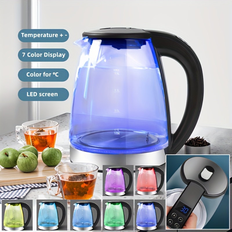 7-Color LED 1.8-Liter Electric Kettle with Automatic Circulation