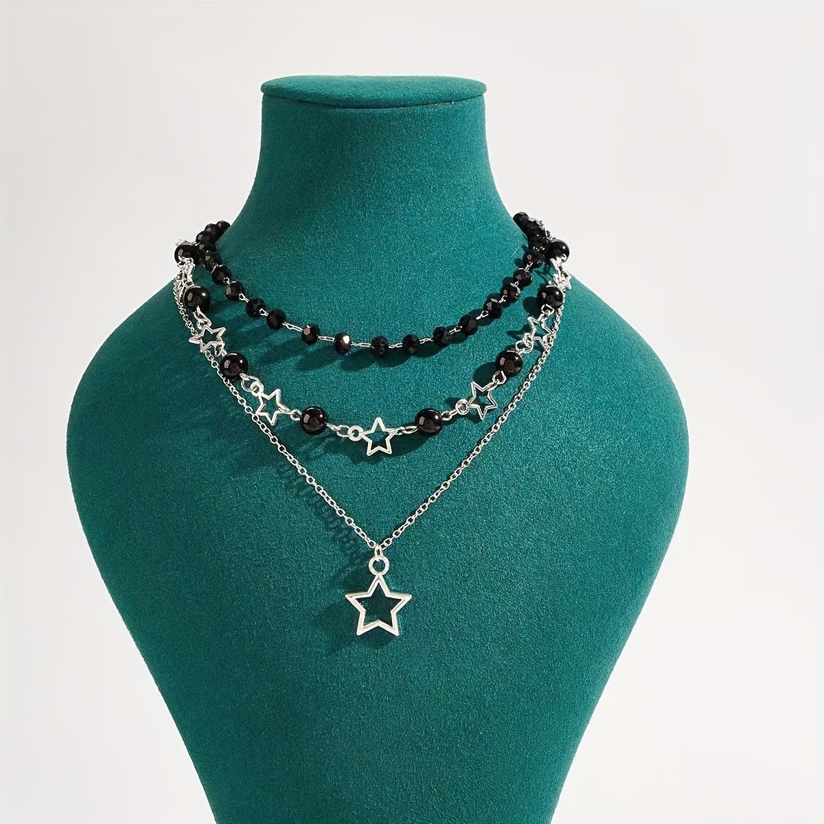 TEMU 3er-Set Cooles, modisches, trendiges, dunkles, individuelles Gothic-Style-Halsband mit Stern-Anhänger