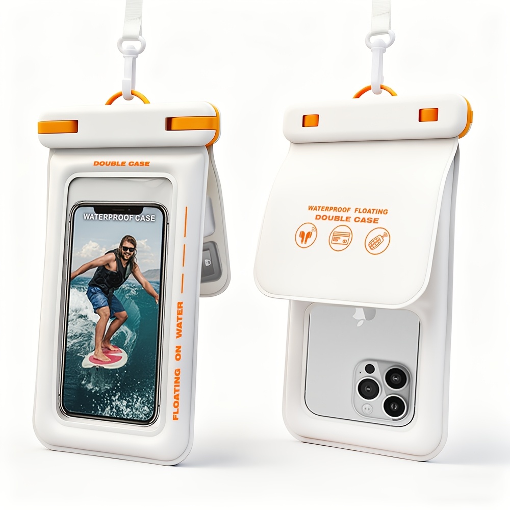 TEMU Étui flottant double pour téléphone et écouteurs, pochette transparente pour natation, plongée libre, , double compartiment | flottante |