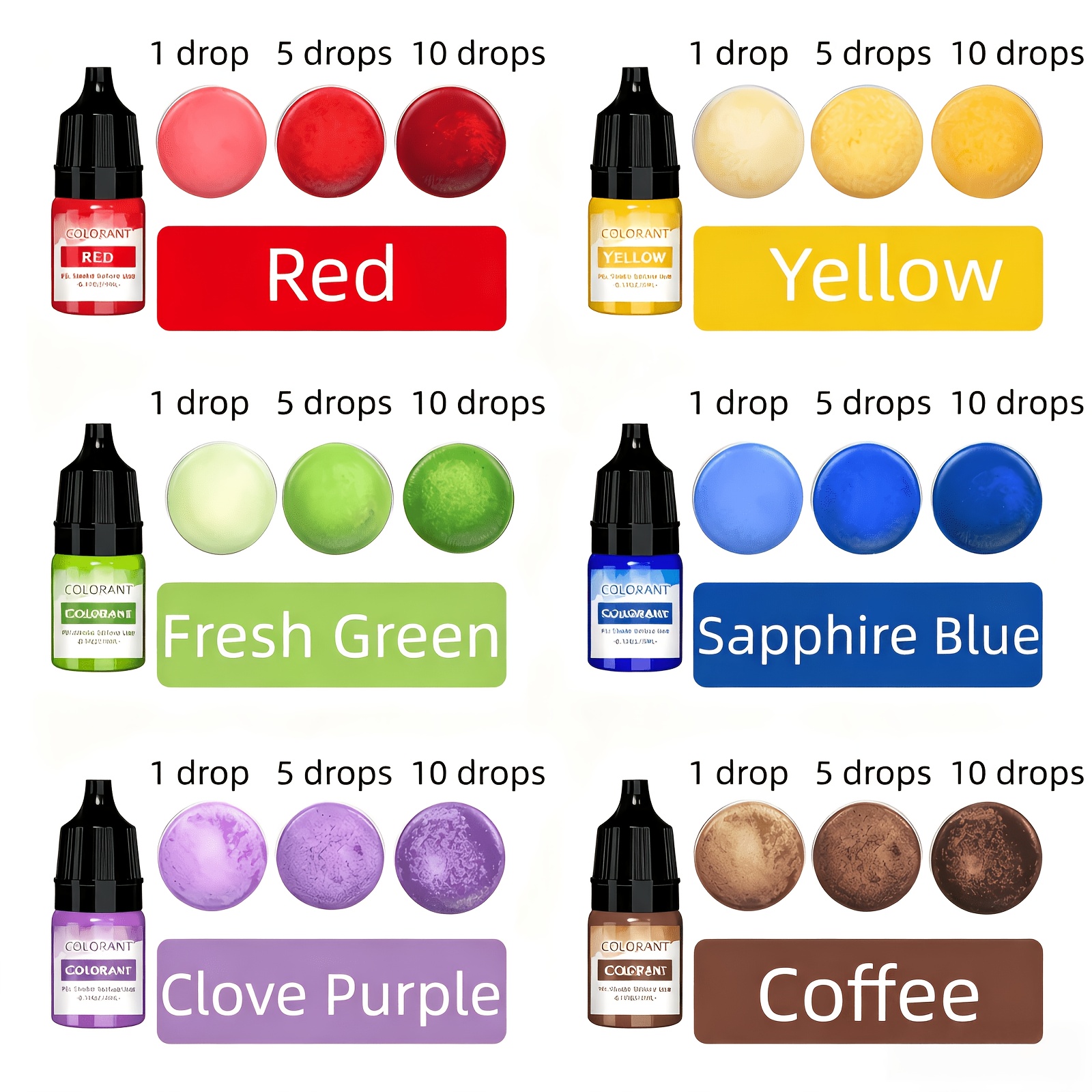 TEMU For Professional Art Use Set Of 6 Colorful Flowers For Aromatic Candles, 5ml Each - Liquid Flower For Craft Candles, Perfect Christmas Gift For