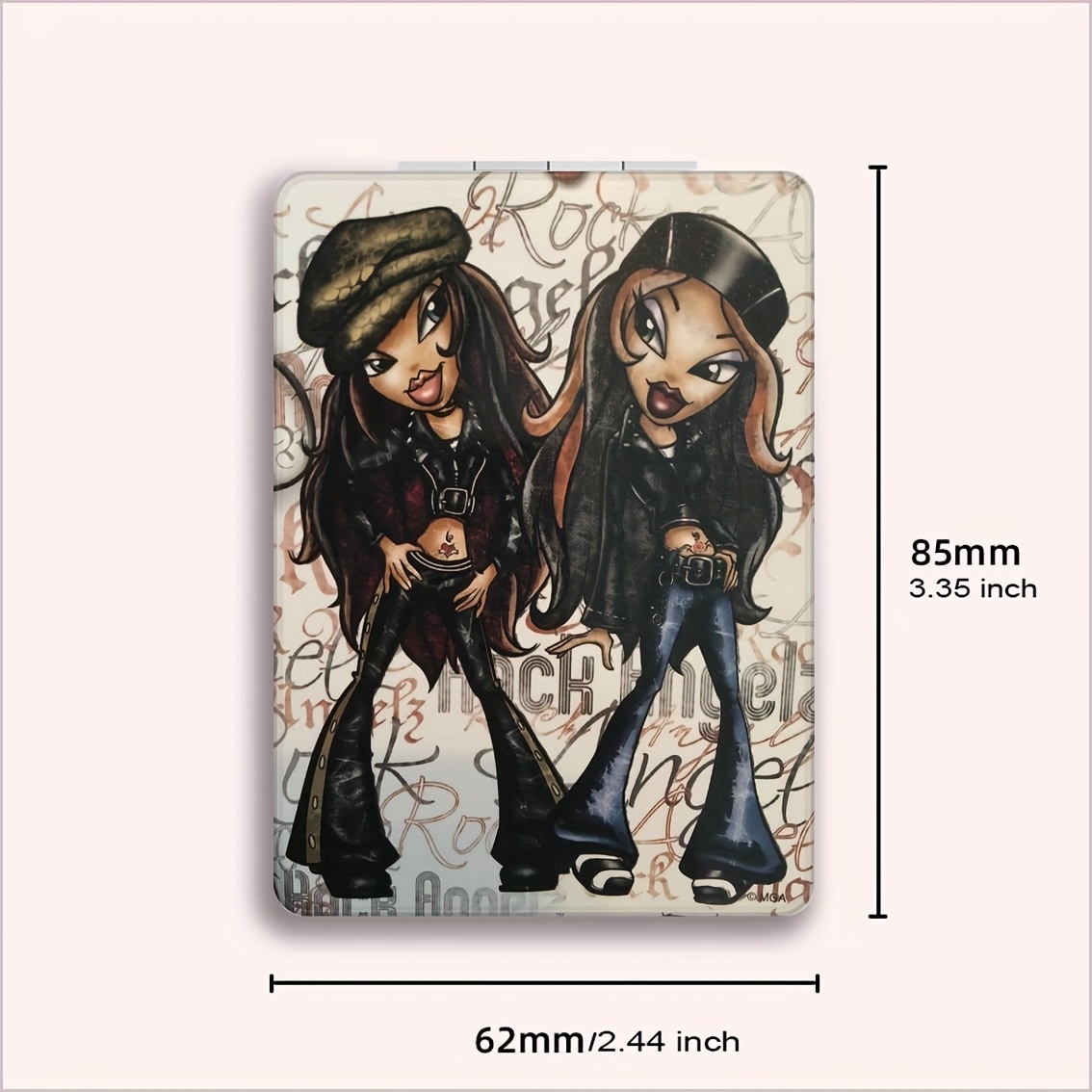 TEMU Mode Serie Vierkante Opvouwbare Mini Handspiegel met Poedergecoat Glasoppervlak, Geurvrij Kunstlederen Frame, Draagbaar Schoonheidsaccessoire