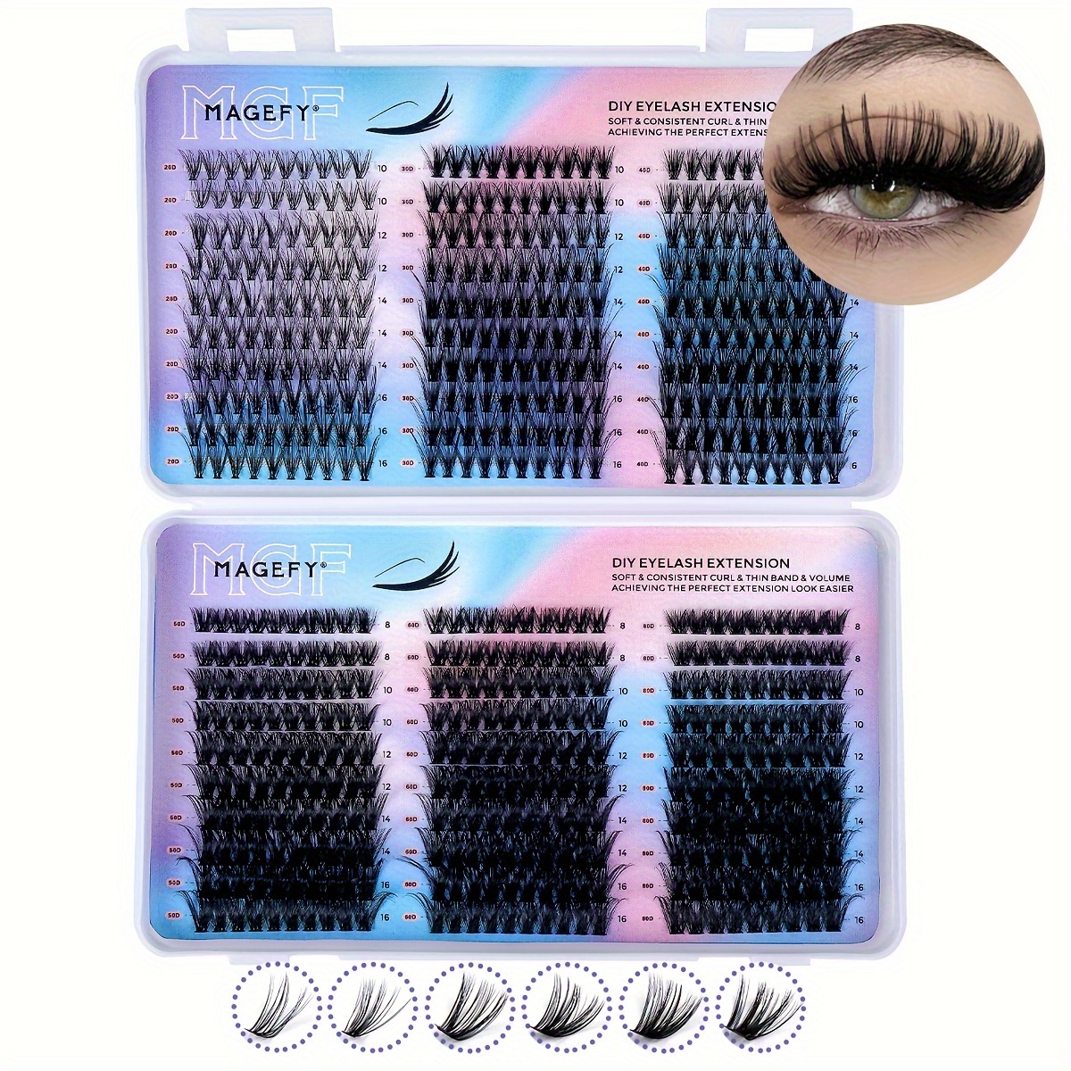 

Kit d'Extensions de Cils MAGEFY 590 - Naturel, & Denses, Courbure D en Longueurs Mixtes (8-16mm) - pour & les Fêtes, Convivial pour les Débutants