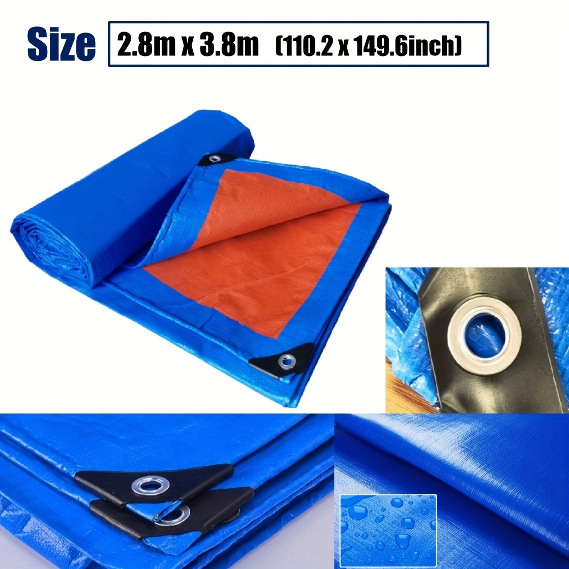 TEMU Heavy-duty High Quality Tarpaulin Canvas With Metal Reinforced Grommets - All-purpose Outdoor Cover For Camping Tents, Car Awnings, Campervans,