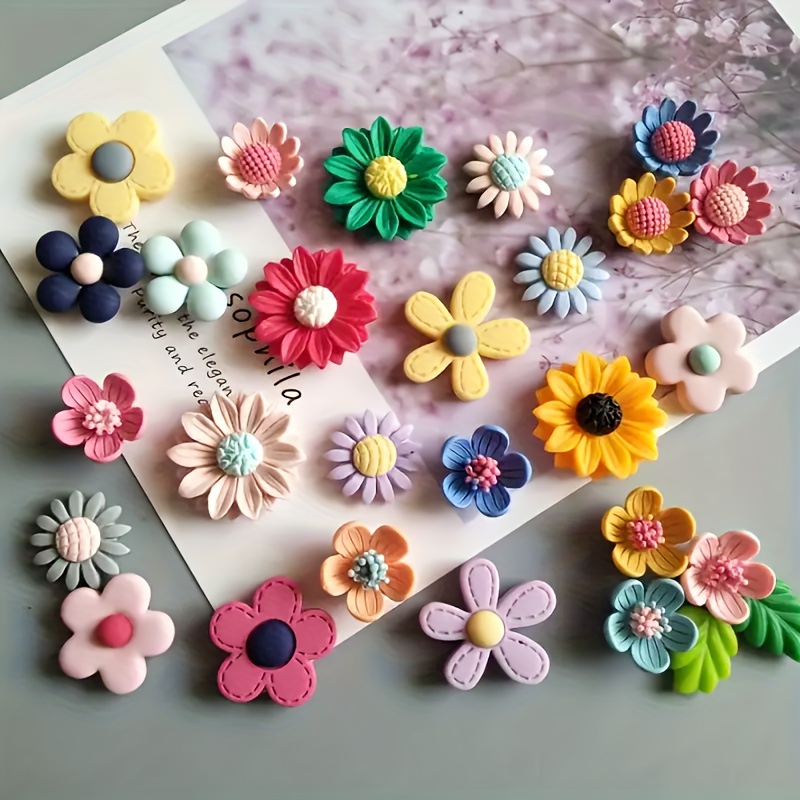Image of Random 10pcs Set Of Flower Refrigerator Magnets, Cute And Simple Decorative Magnets For Kitchen, Office Lockers, And Dishwashers, A For Home Decor And Gifts (patterns Random)