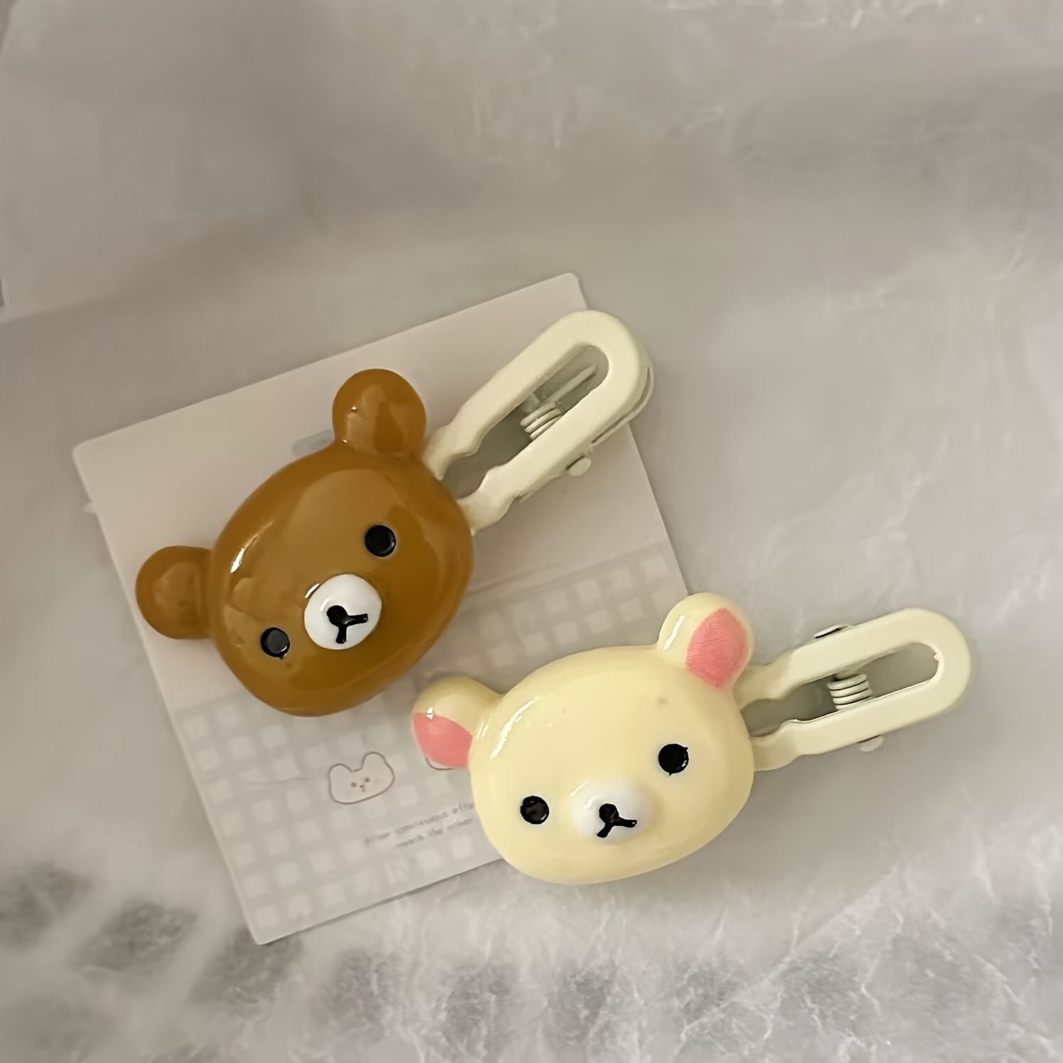 

2pcs Cute Cartoon Bear Hairpin Set, Translucent Candy-colored Plastic, Duck Side Clips, Animal-themed Fashion Accessories, Color Matching, Ideal Valentine's Day Gift For Ladies