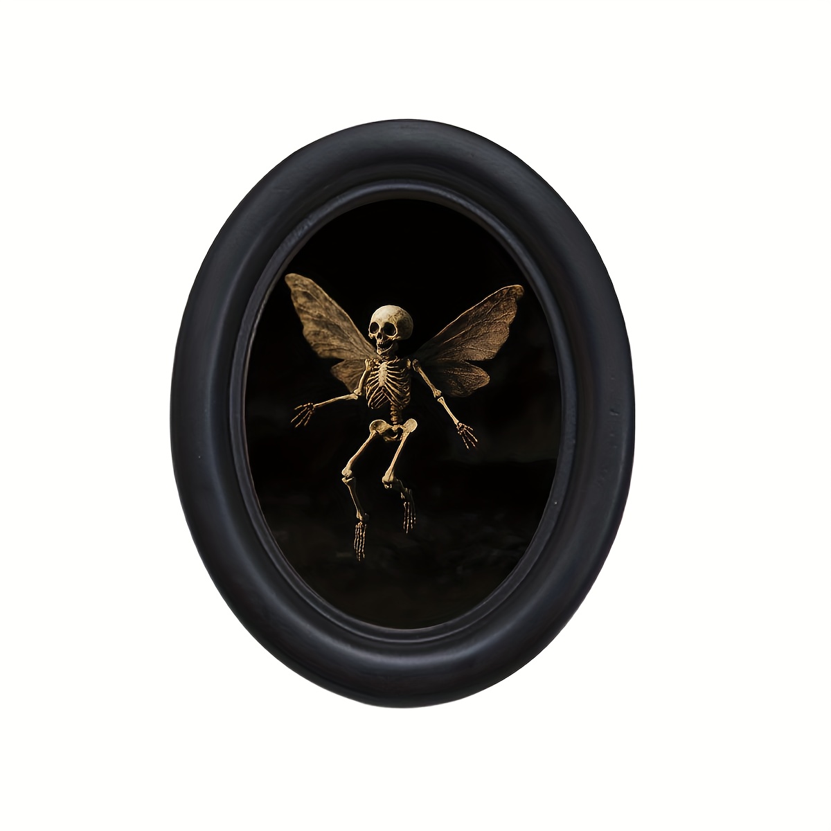 Image of 1pc, The Spirit Fairy Elliptical Wooden Frame Photo Frame (4.16 * 5.25), Handmade Photo Transfer, Room Bedroom Wall Decoration, Rustic Farmhouse Art Wall Decoration, Halloween Decoration - Framed.