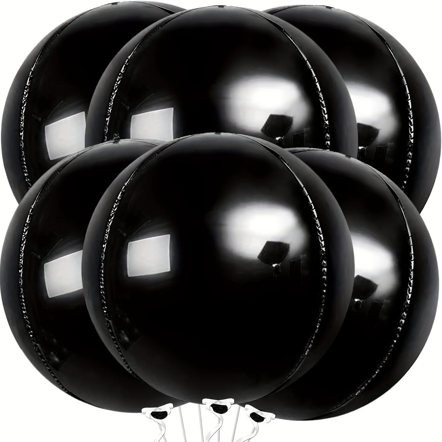 

Black Foil Balloons - 22 Inch, 6pcs | Round 4d Black Mylar Balloons For Black Birthday Decorations | Balloons | Black Round Balloons For Black Party Decor Eid Mubarak