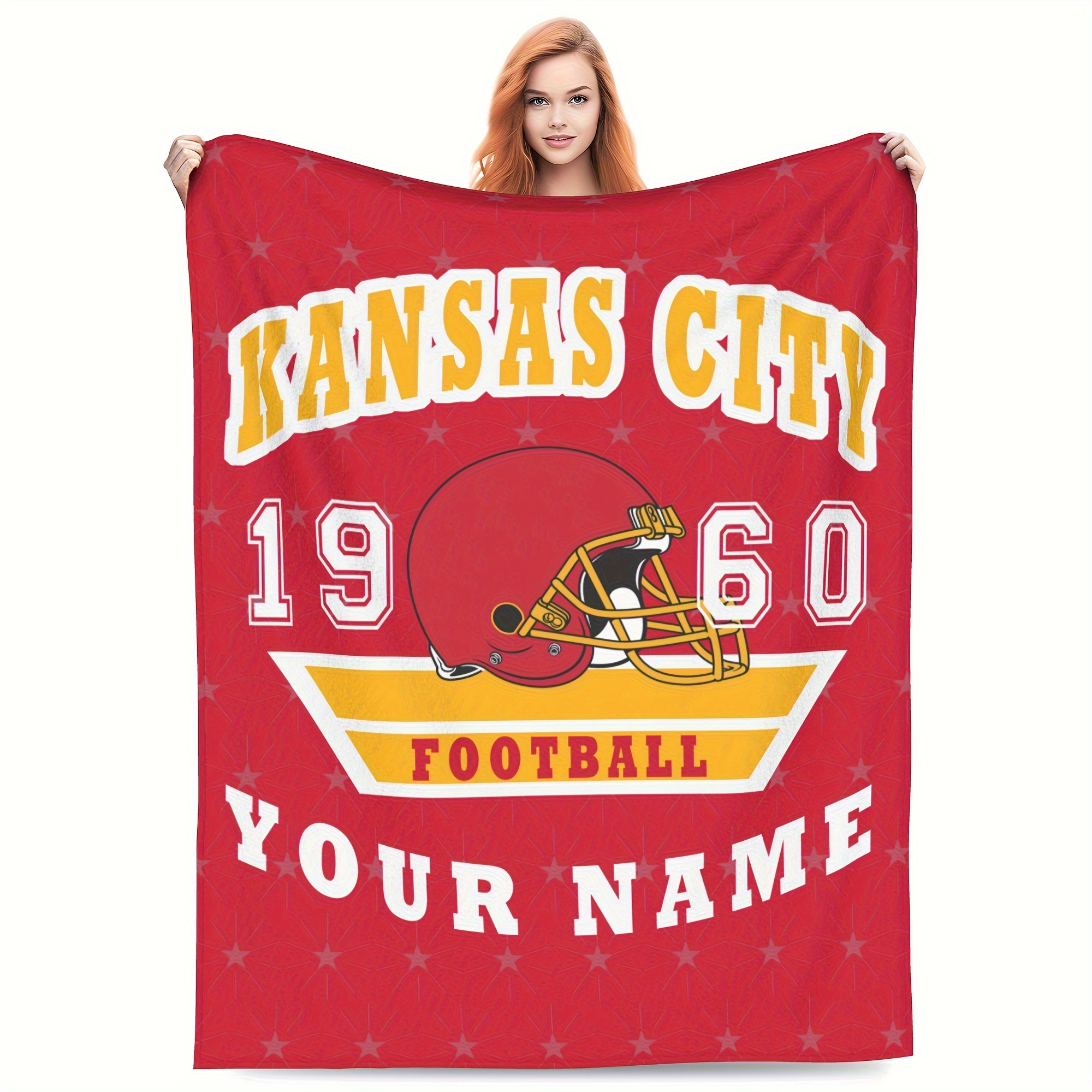 

Customizable Throw Blanket - Personalized Name - Soft Warm Flannel For Bed, Sofa - Sports Fan Perfect Gift - Polyester, Rectangular, Knit Fabric, Home Kitchen Decor