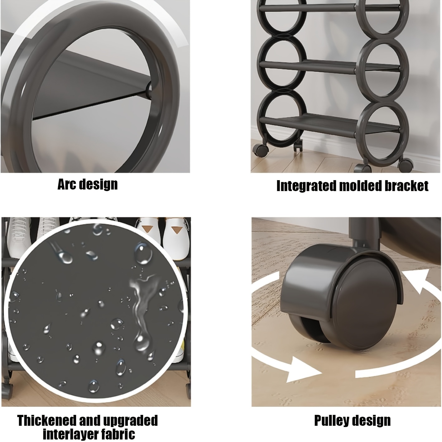 3-Tier Rotating Shoe Rack with 360° Swivel Wheels