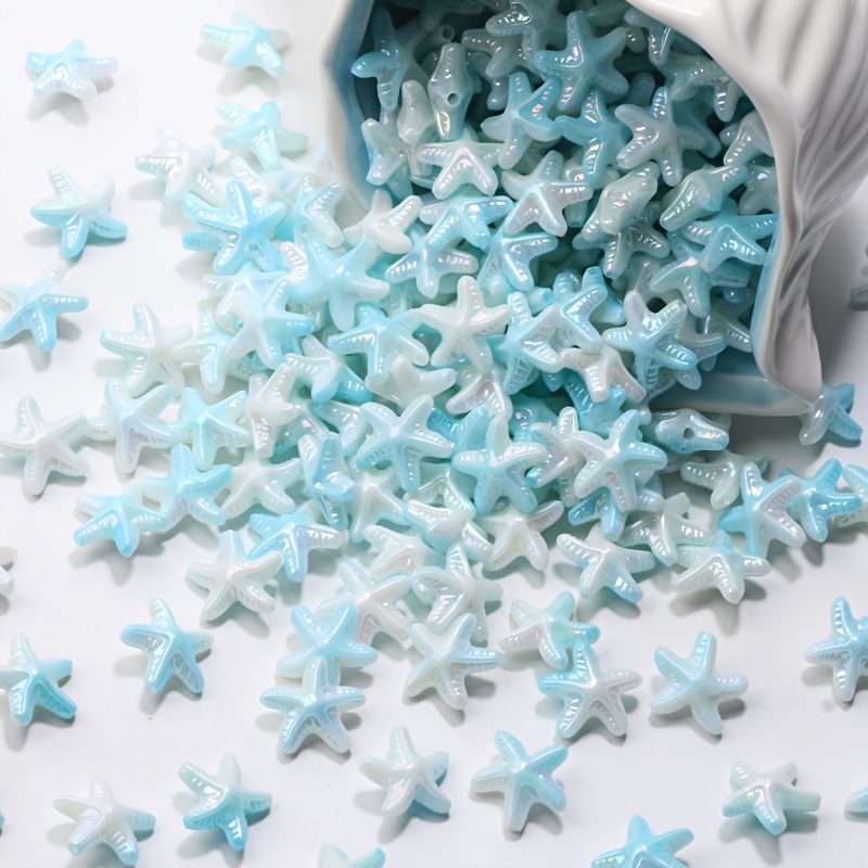 TEMU 50/100 piezas de cuentas de nacaradas degradadas y azul de 15 mm, de y , adecuadas para atuendos frescos, pulseras, accesorios para el cabello,