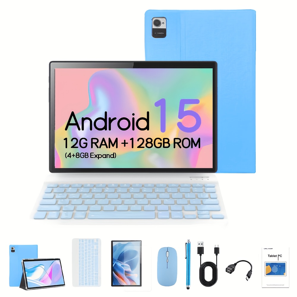 CRELANDER 10,1-palčni tablični računalnik z Androidom 15, GMS Tab z GPS, Google, 1280x800 IPS zaslon, 5G dvopasovni WiFi, 12 GB RAM (4 GB + 8