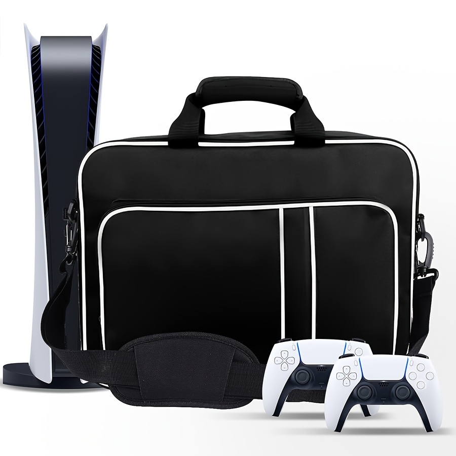 Image of Premium Carrying Case For Ps5, 1680d Heavy-duty Nylon With Dual-density Padding, Fits Disc/digital/slim/pro + Controllers/discs/, Ergonomic Travel & Home Storage
