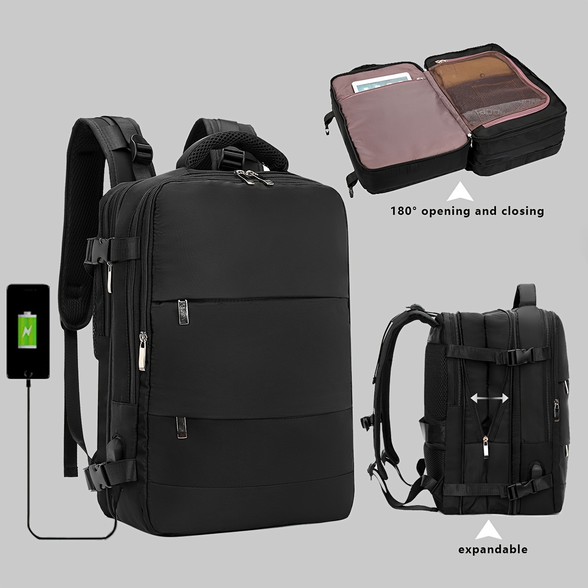 

1pc Expandable Large Capacity Backpack, Short Trip Duffel Bag, Travel Backpack, Waterproof 15.6-inch Laptop Backpack