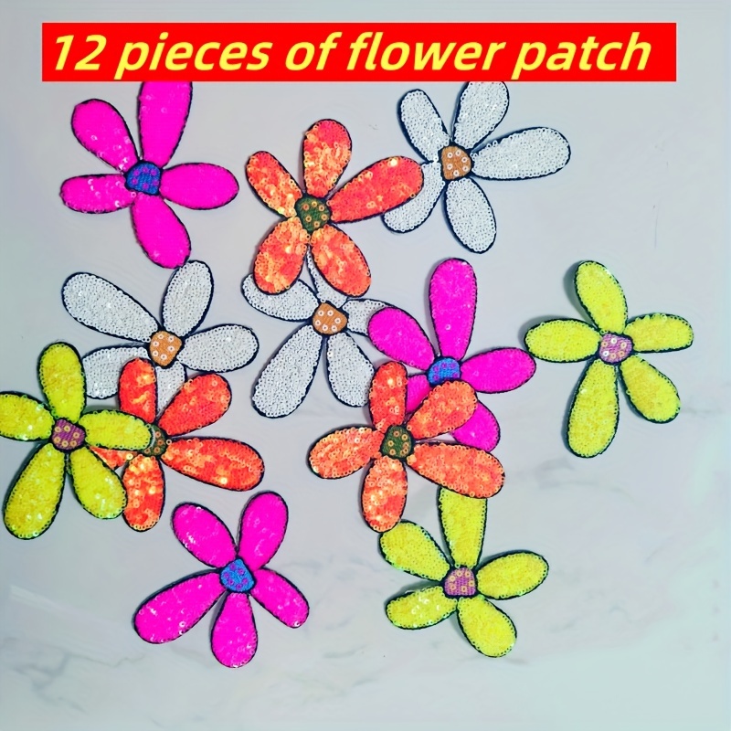 

12pcs Fashion Sequin Flower Embroidery Cloth Patches For Clothes Decoration