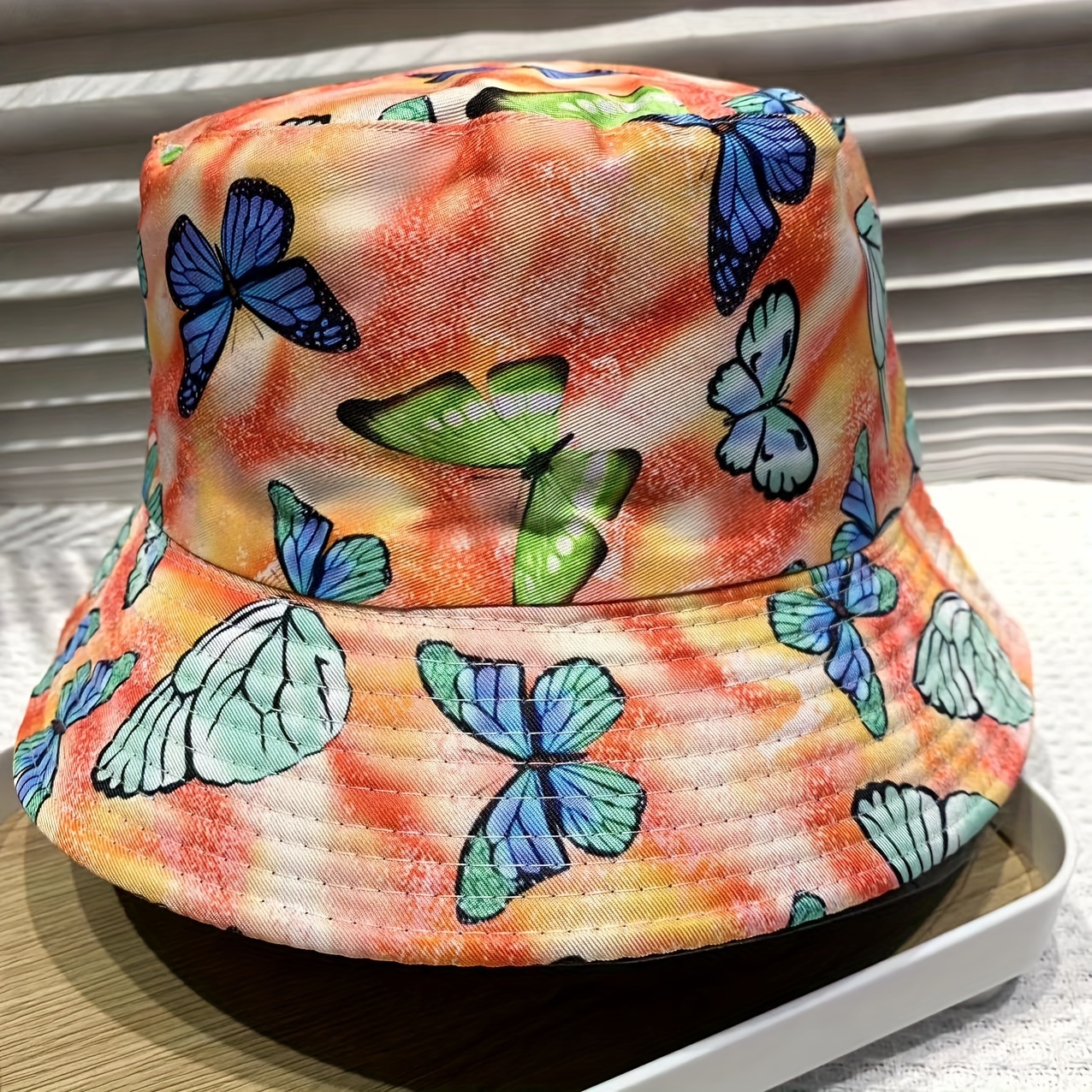 Butterfly Print Reversible Bucket Hat Simple Casual - Temu Canada