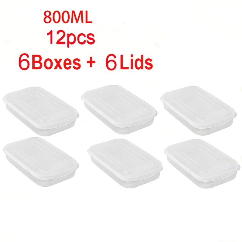 TEMU 12pcs (6 Boîtes et 6 Couvercles) Conteneur de Conservation Réfrigérateur de Qualité Alimentaire avec Couvercle, 800Ml/28.41Oz, Pot Alimentaire