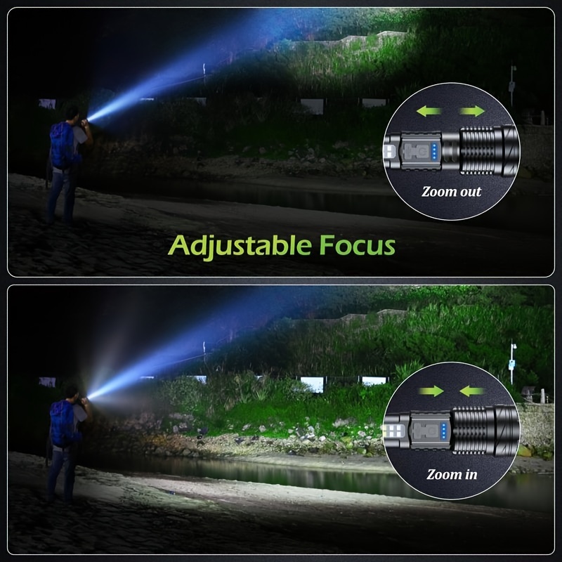 flashlights high lumens rechargeable led flashlight battery powered with 7 light modes cob side light usb c waterproof zoomable powerful handheld flash lights details 0