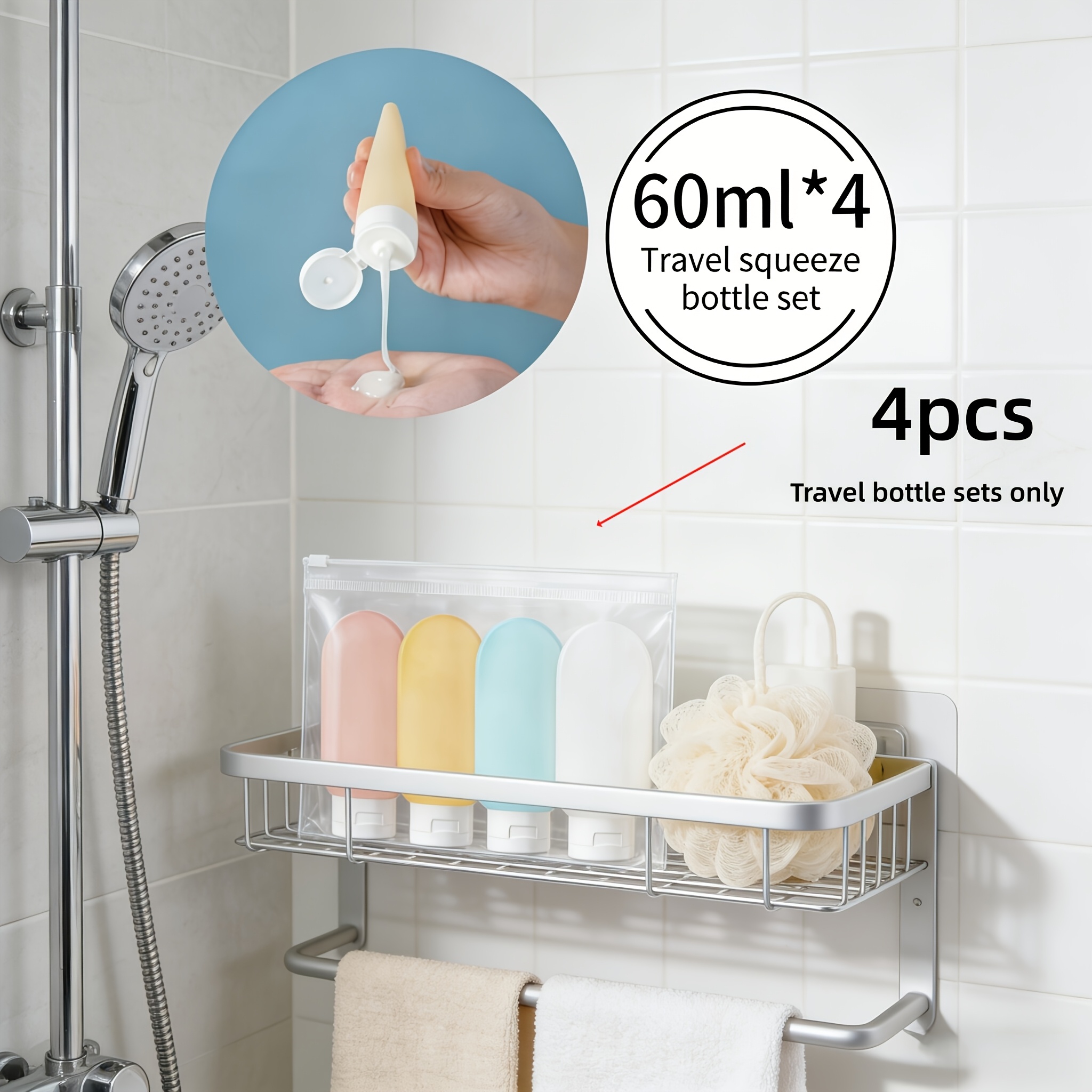 TEMU Set van 4 lekvrije, hervulbare plastic reisflesjes geschikt voor lotions/bad- & huidverzorgingsproducten, geurvrije draagbare containers met