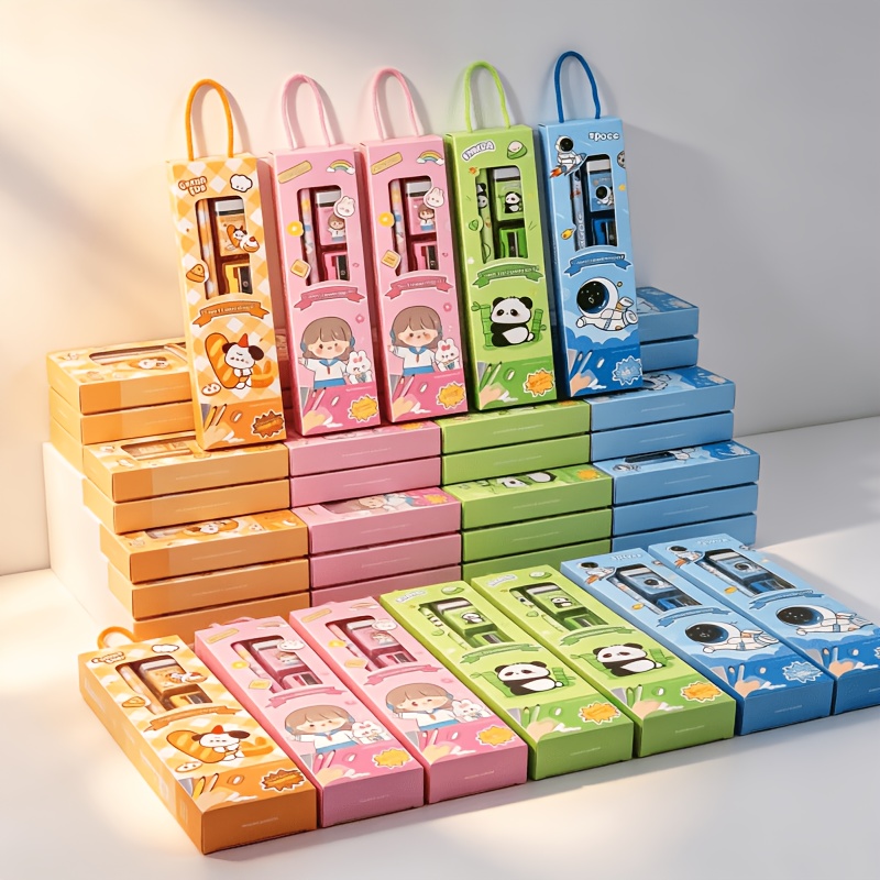 20pcs Cartoon Pencil Set with Eraser & Sharpener, 5-In-1 Kit