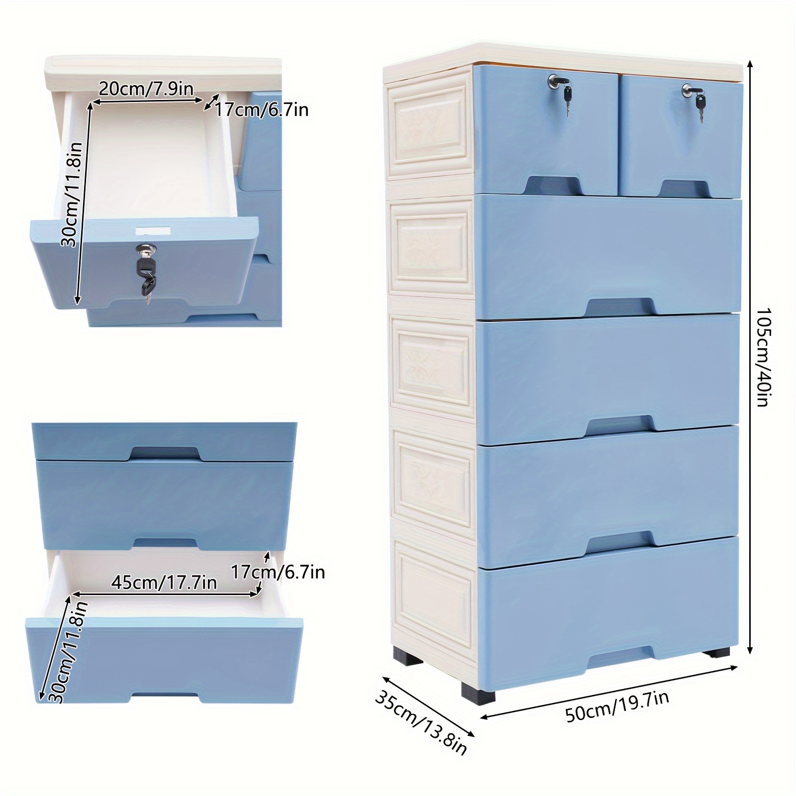 TEMU Plastic 6 Drawers Storage Tower Cabinet Dresser Clothes Organizer Drawer Bedroom, Storage Drawer Units