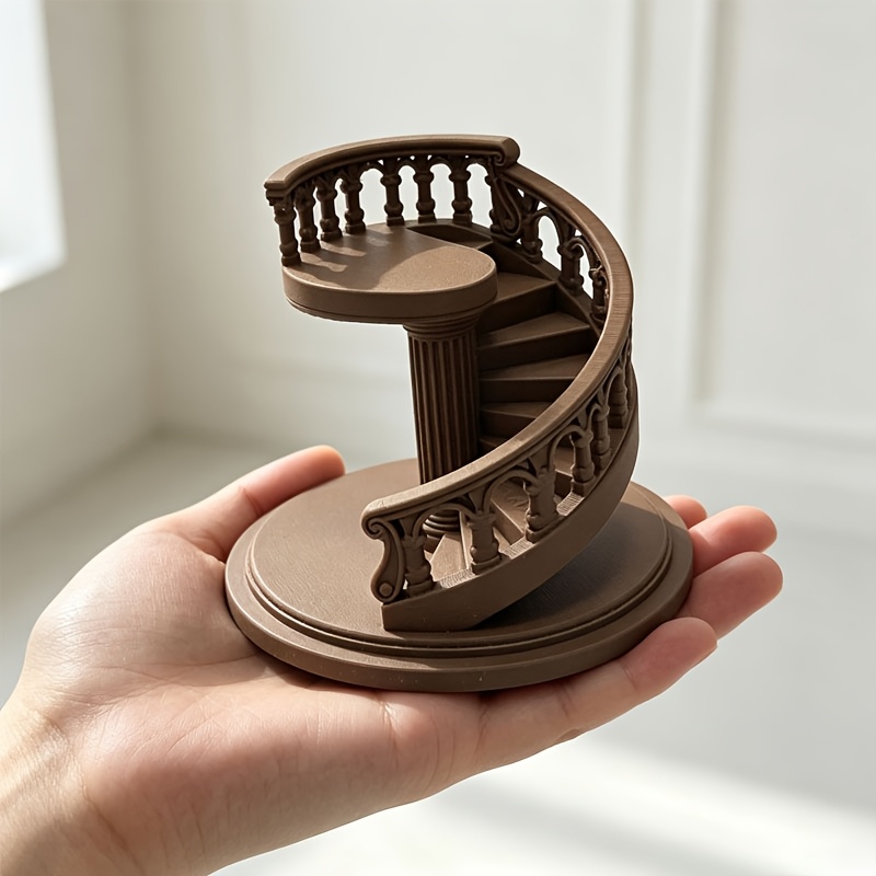 TEMU Vintage Spiral Staircase Figure Display Base With Rotating Spiral Stairs - Miniature Model Suitable For Dollhouses, Tabletop Rpg Games, ,