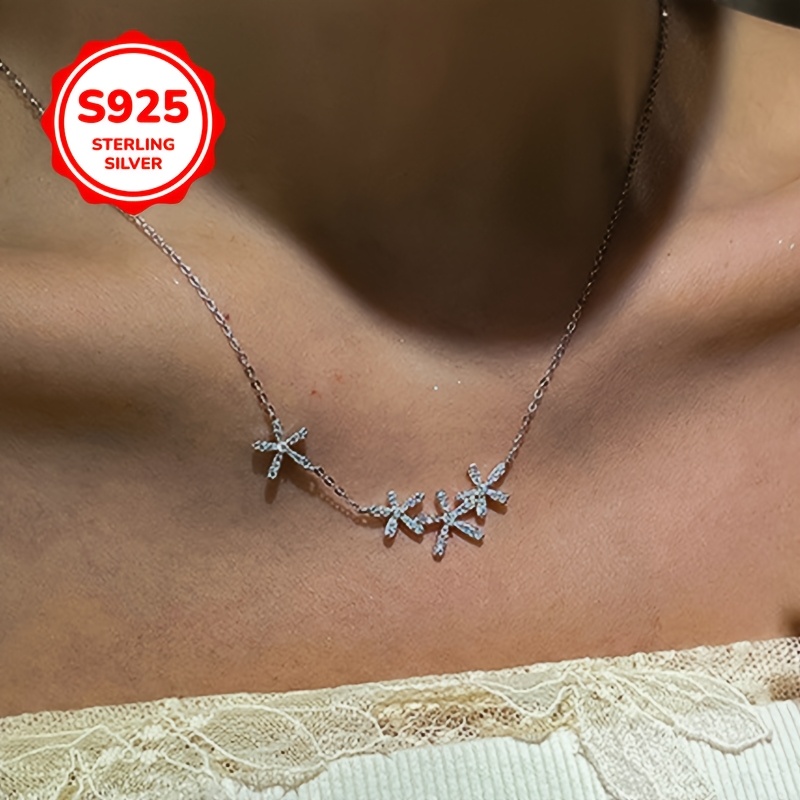 925 Silver Floral Necklace Hypoallergenic Lightweight Versatile Chain