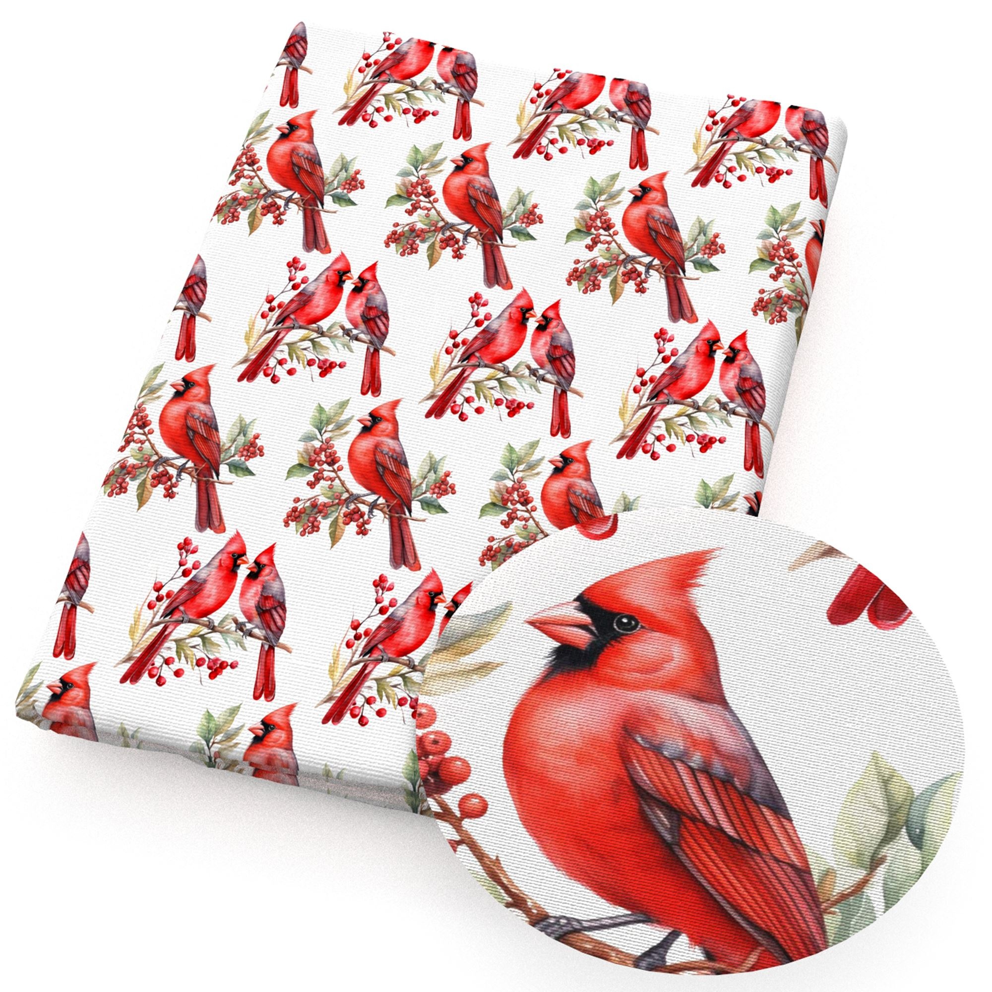 TEMU 1pc Tissu de quilting motif floral série oiseau cardinal - 17.7 X 19.68 pouces (45 X 50 cm) Tissu d'artisanat en polyester, prédécoupé fait main