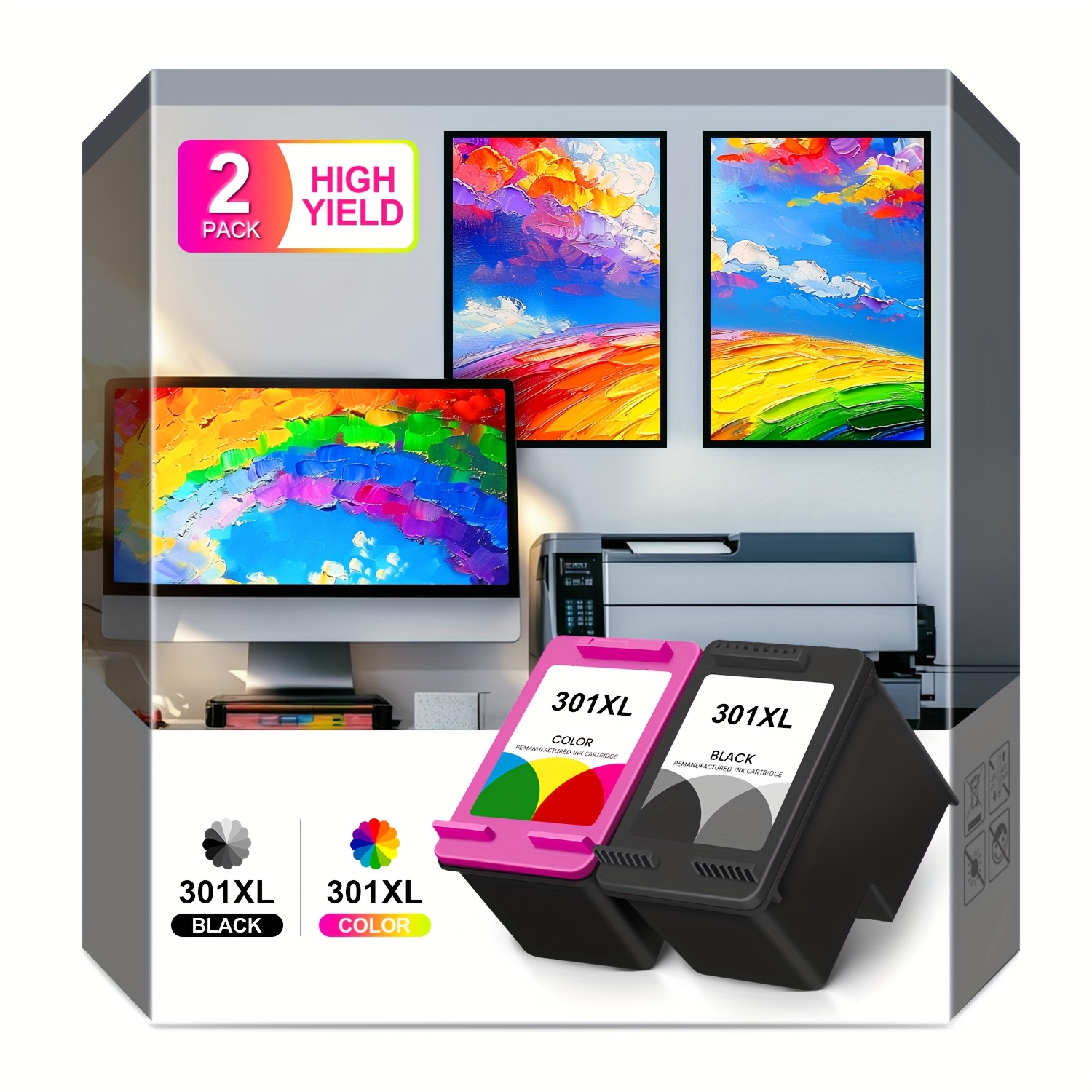 Compatible For 301 Xl & For 301 Remanufactured Ink Cartridges - High- 301xl Printers Compatible For 1110/1111/1112, 4510/4511/4512, 3830/3831/3832, 4650/4652/4654 Printers