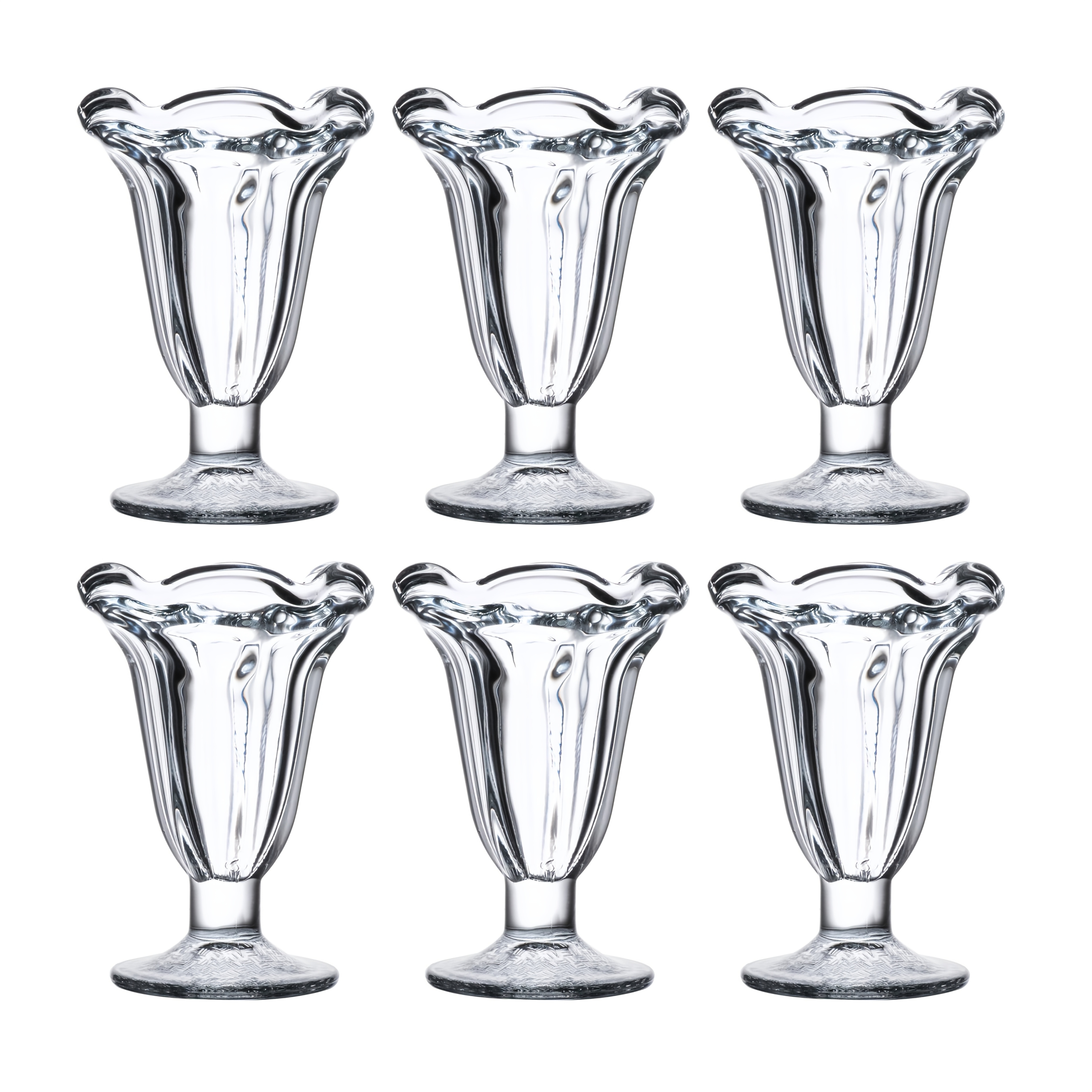 E-shop Lager, 6 Stück, Glas-Tulpen-Becher für Eisbecher, niedliche Dessertschalen, transparente Milchshake-Eisbecher, geeignet für Pudding, , Salat,