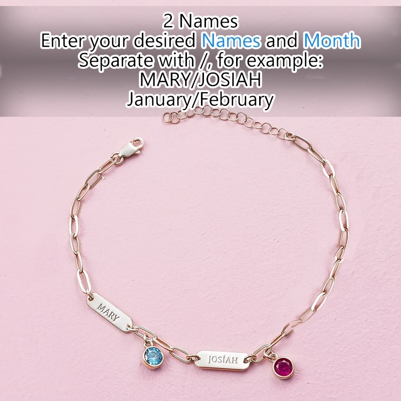 Custom Name & Birthstone Charm Bracelet — 18K Gold Plated Gift