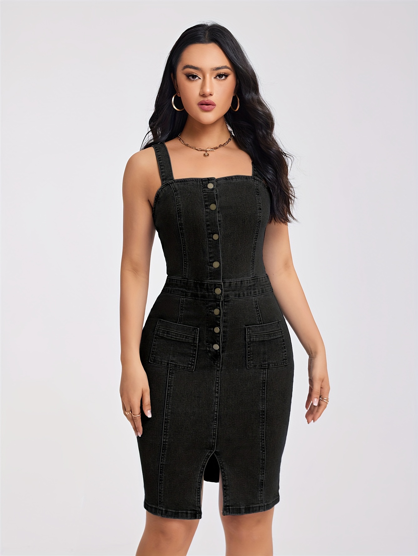 slim fit dress slacks Petal and Pup Women's Mateo Long Sleeve Denim Dress main image 0
