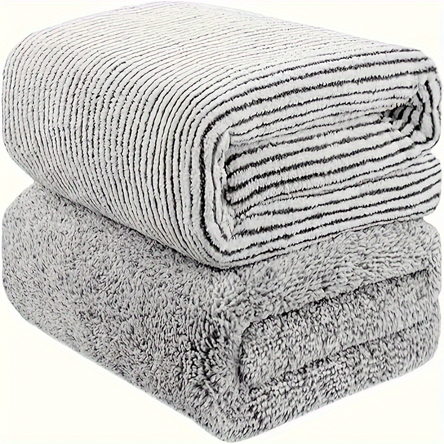 

2pcs Striped Bath Towel, Absorbent & Quick-drying Showering Towel, Super Soft & Skin-friendly Bathing Towel, For Home Bathroom, Ideal Bathroom Supplies