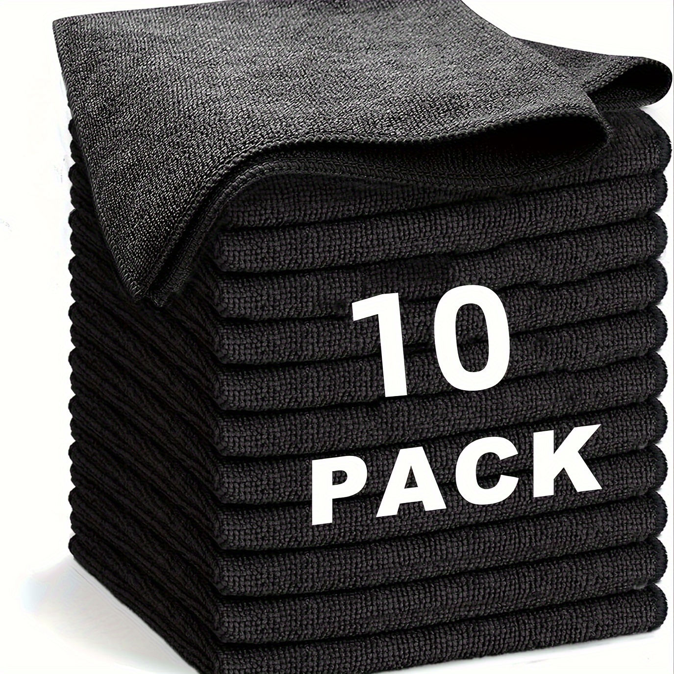 Microfiber Cleaning Cloth Absorbent Dish Cloth Kitchen Dish Rags Glass Cleaning Cloths 12inch X 12inch, Black