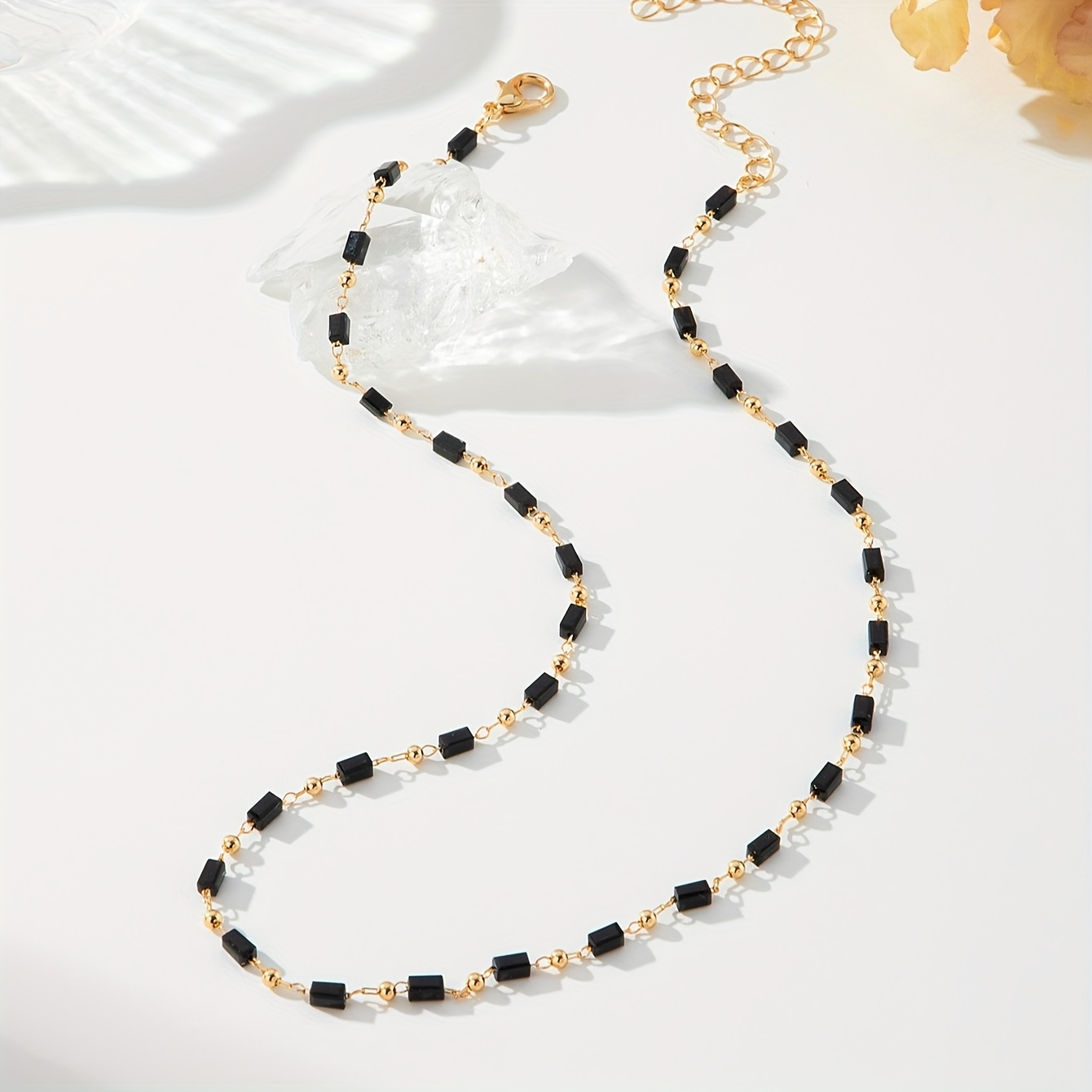 TEMU 1pc Fashionable And Versatile Elegant Black Chain Collarbone Necklace, Suitable For Women' Wear