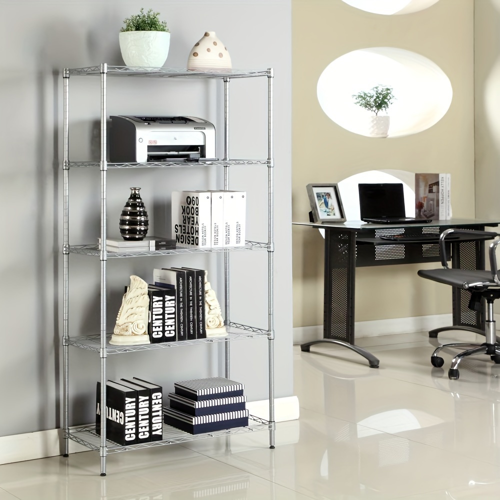 

Rectangle Carbon Steel Metal Assembly 5-shelf Storage Rack Silver Gray