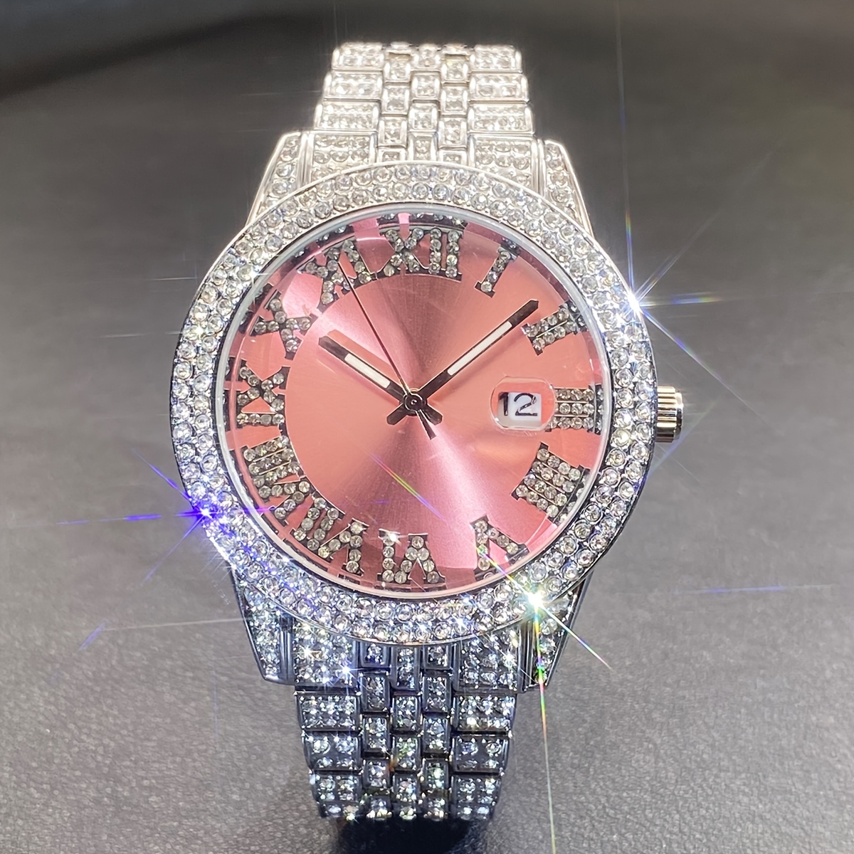 Luxurious And Fashionable Rhinestone, , Chilled Men's Watch, Men's And Women' Party Date Watch, Valentine's Day Gift