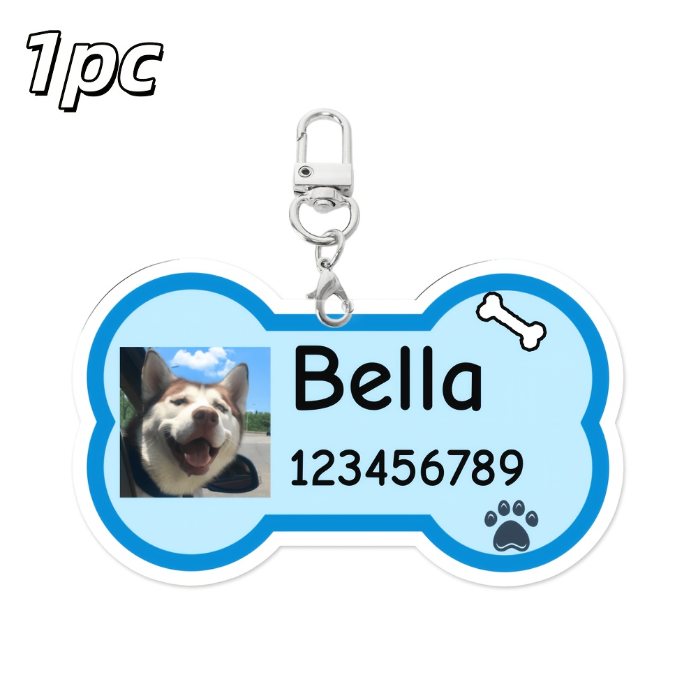 TEMU 2d, Custom Anti-lost Acrylic Pet Id Tag, Available In Multiple Colors, Personalized Dog Tag With Photo, Name, And Phone Number, Durable Pet