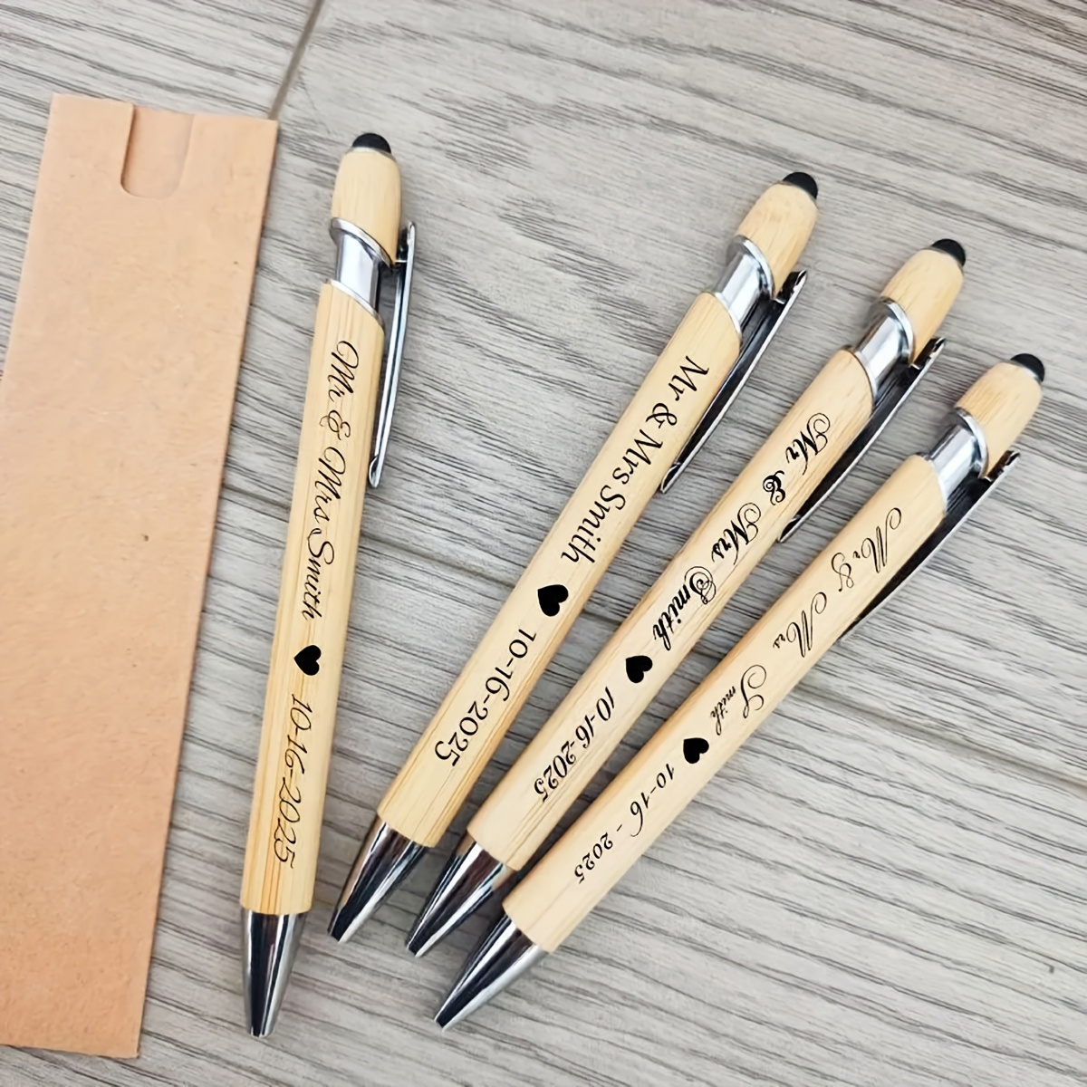 TEMU Penne Personalizzate per Matrimonio, Penne in Legno da Ospiti con Incisione , Regalo di Fine Estate e , Bustine Personalizzate con Penne