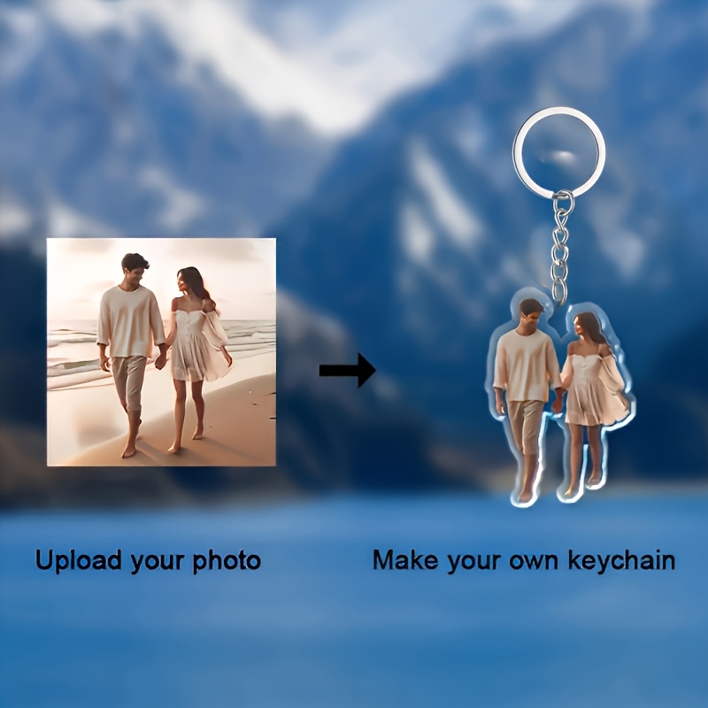 1pc Custom Photo Keychain, Backpack Decoration, Acrylic Car Keychain, Couple, Friend, Pet, Personalized Photo, Single-sided Effect, Collectible Souvenir Gift