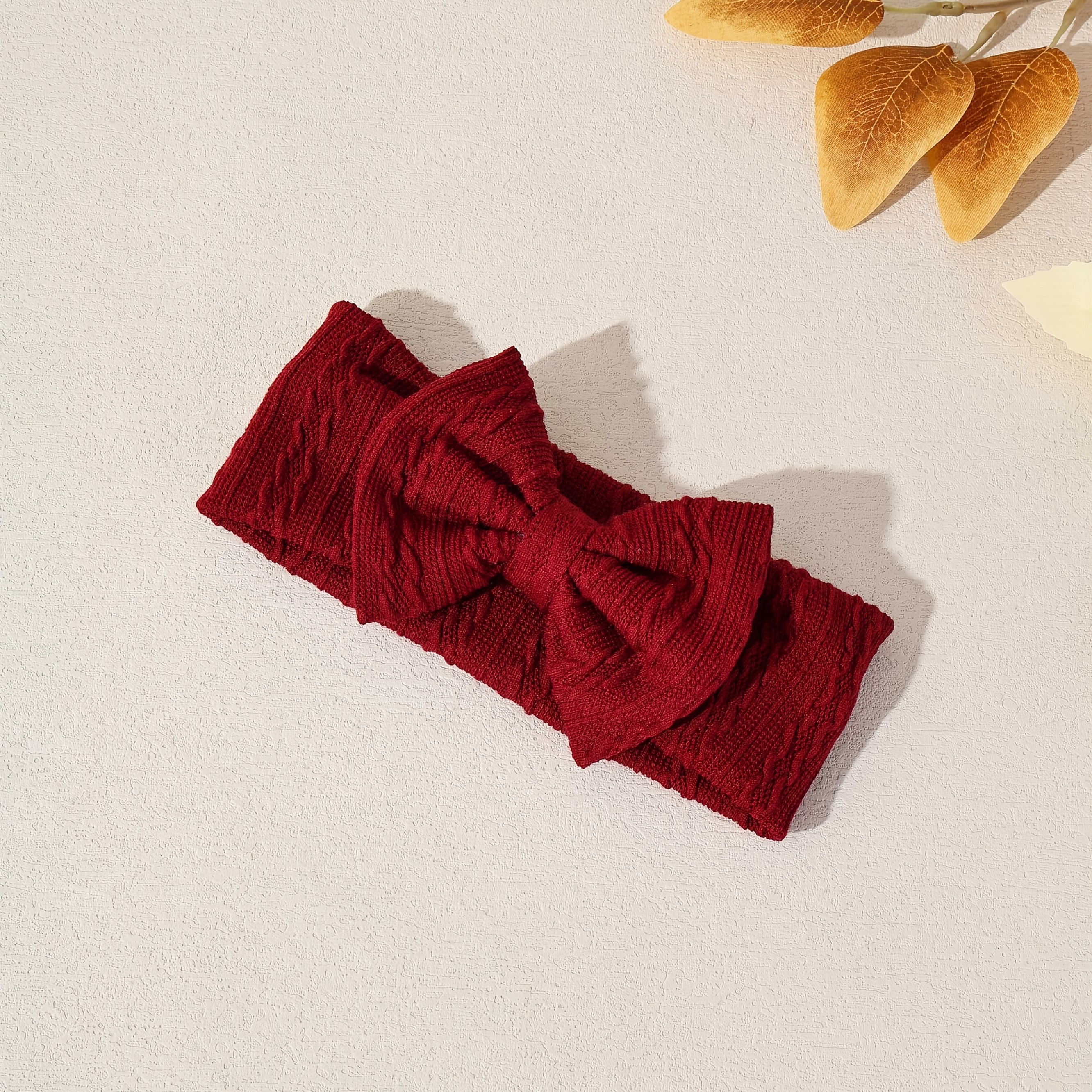 TEMU Bandeau Jacquard à Motif de Couleur Unie, Serre-tête avec Nœud, Accessoire de Cheveux pour les Fêtes