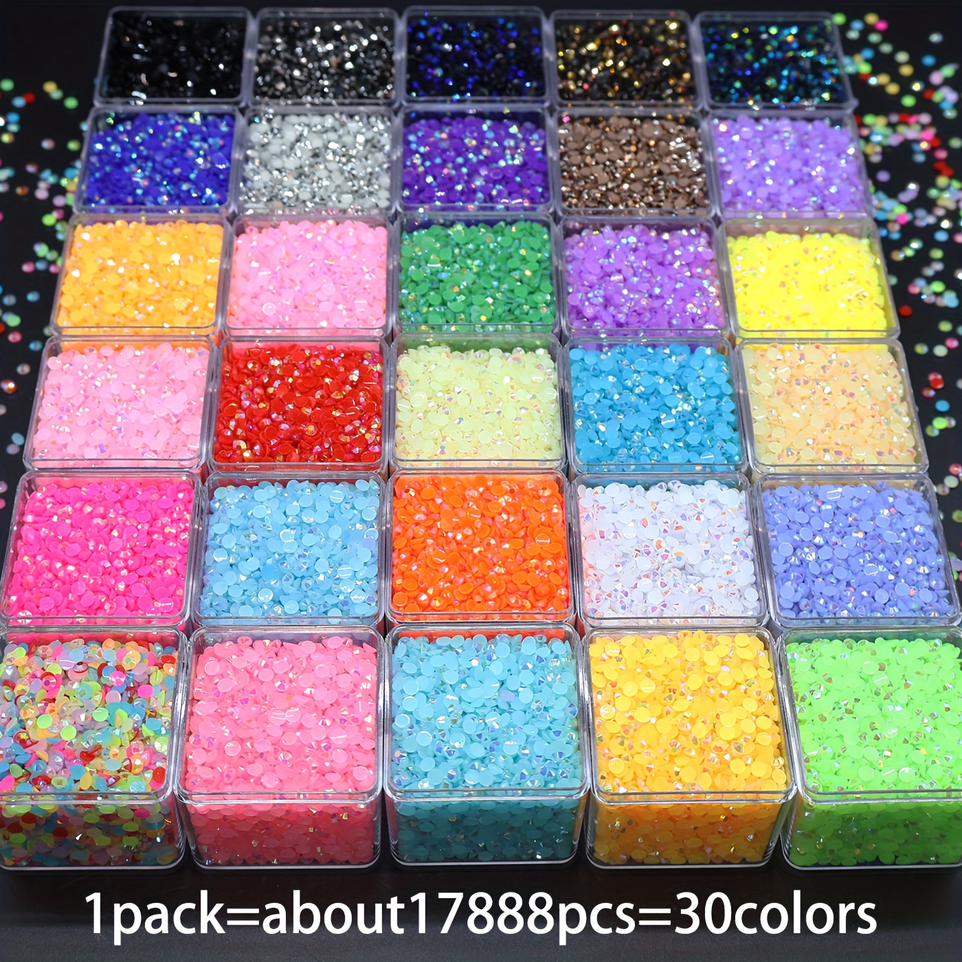 TEMU 30 Colors/17888pcs 3mm Ab Resin Flatback Jelly Rhinestones, Suitable For Glass Cups, Bottles, Mugs, Phone Cases, Hair Clips, Jewelry, Craft