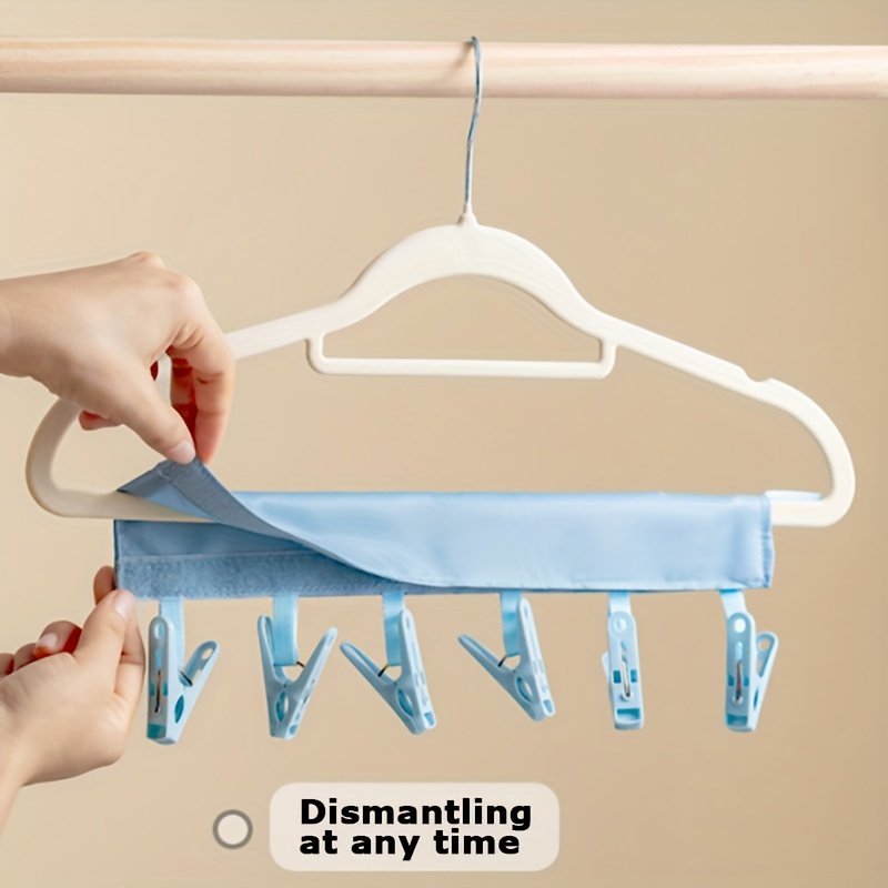 2pcs portable travel fabric clothes hanger multifunctional folding clothes clip sock underwear clip for hotel travel accessories drying rack details 3